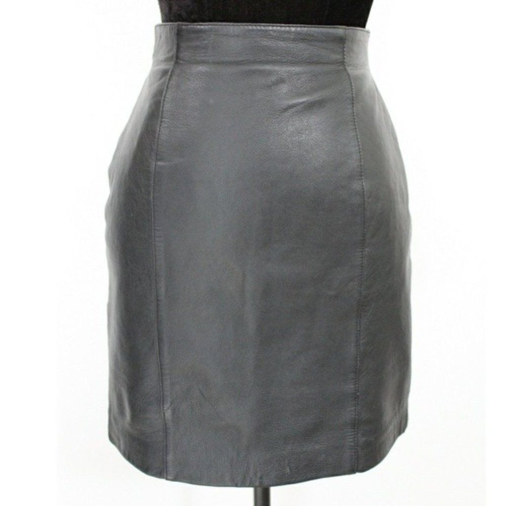 Vintage Evan Davies High Waist Black Leather Skirt